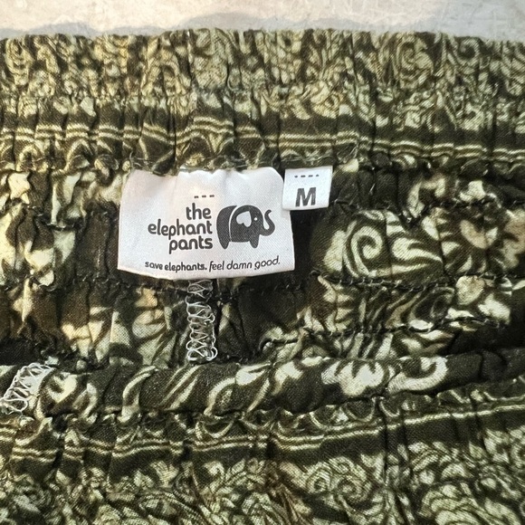 The Elephant Pant Bohemian Jogger Print Pants Green Gold Cream Size Medium - Picture 3 of 8